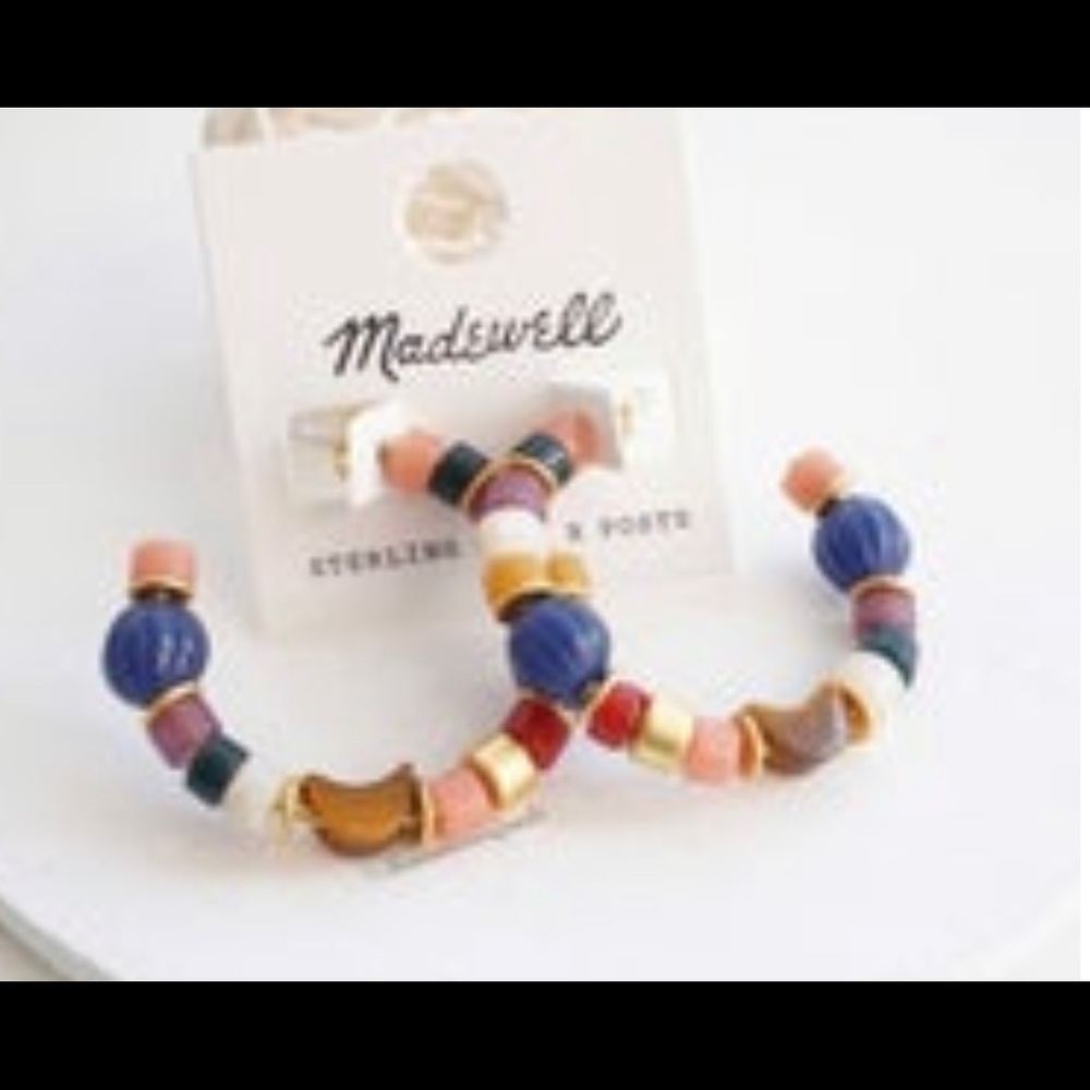 **SOLD** Madewell beaded crescent moon beaded earrings